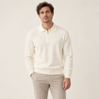 Model wearing knitwear in a neutral studio