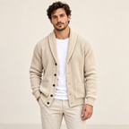Model wearing knitwear in a neutral studio