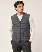 Wave-quilted gilet — model photograph