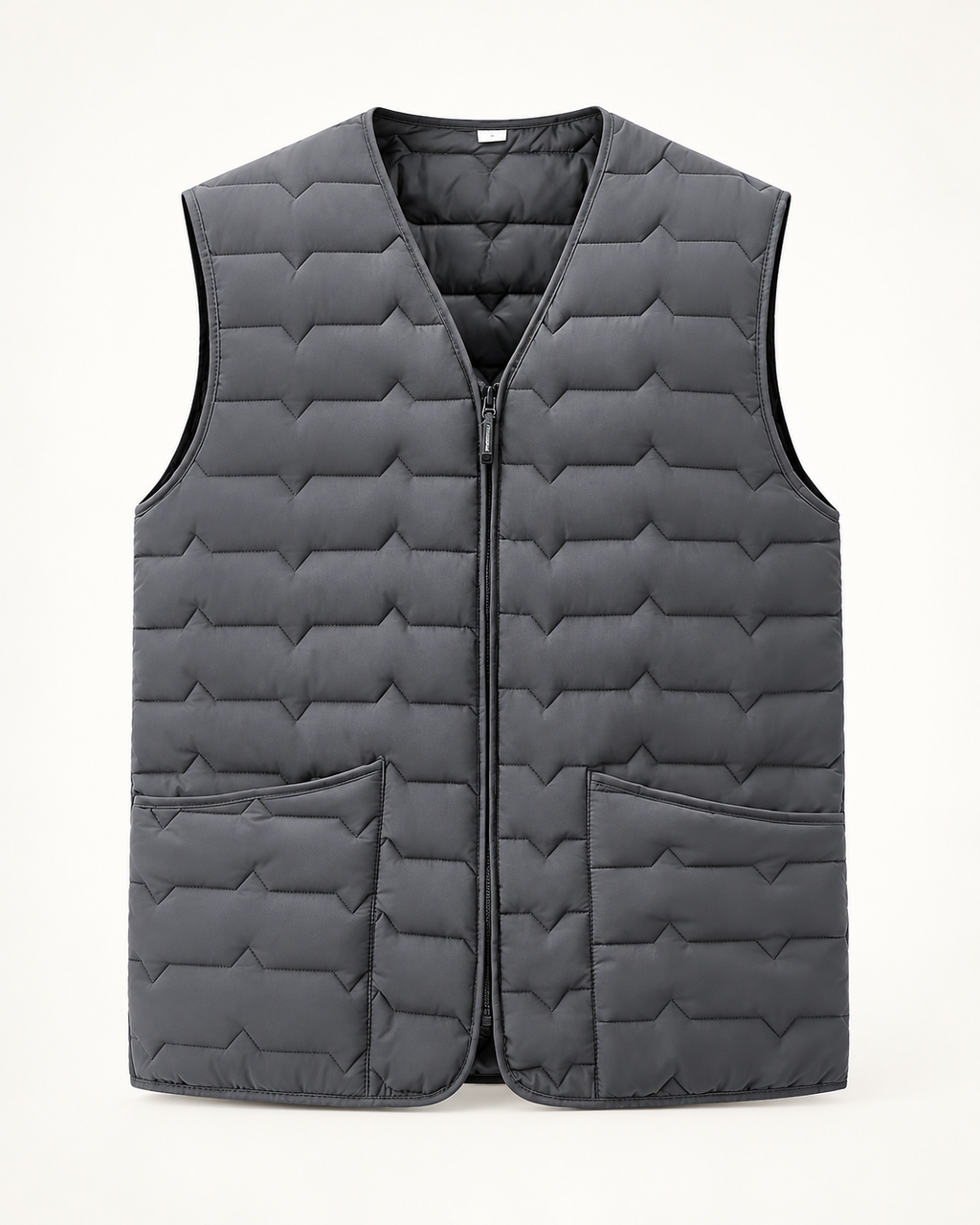 Wave-quilted gilet — studio photograph