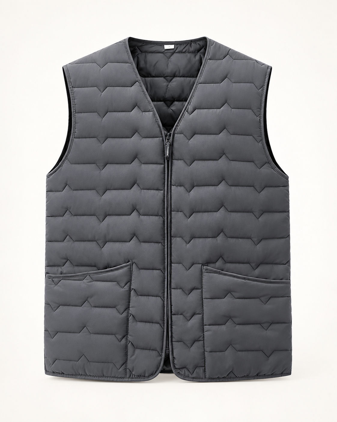 Wave-quilted gilet — studio photograph