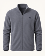 Stand-collar zip jacket — studio photograph