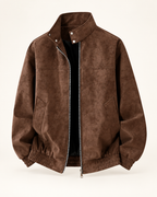 Suede-look stand-collar jacket — studio photograph