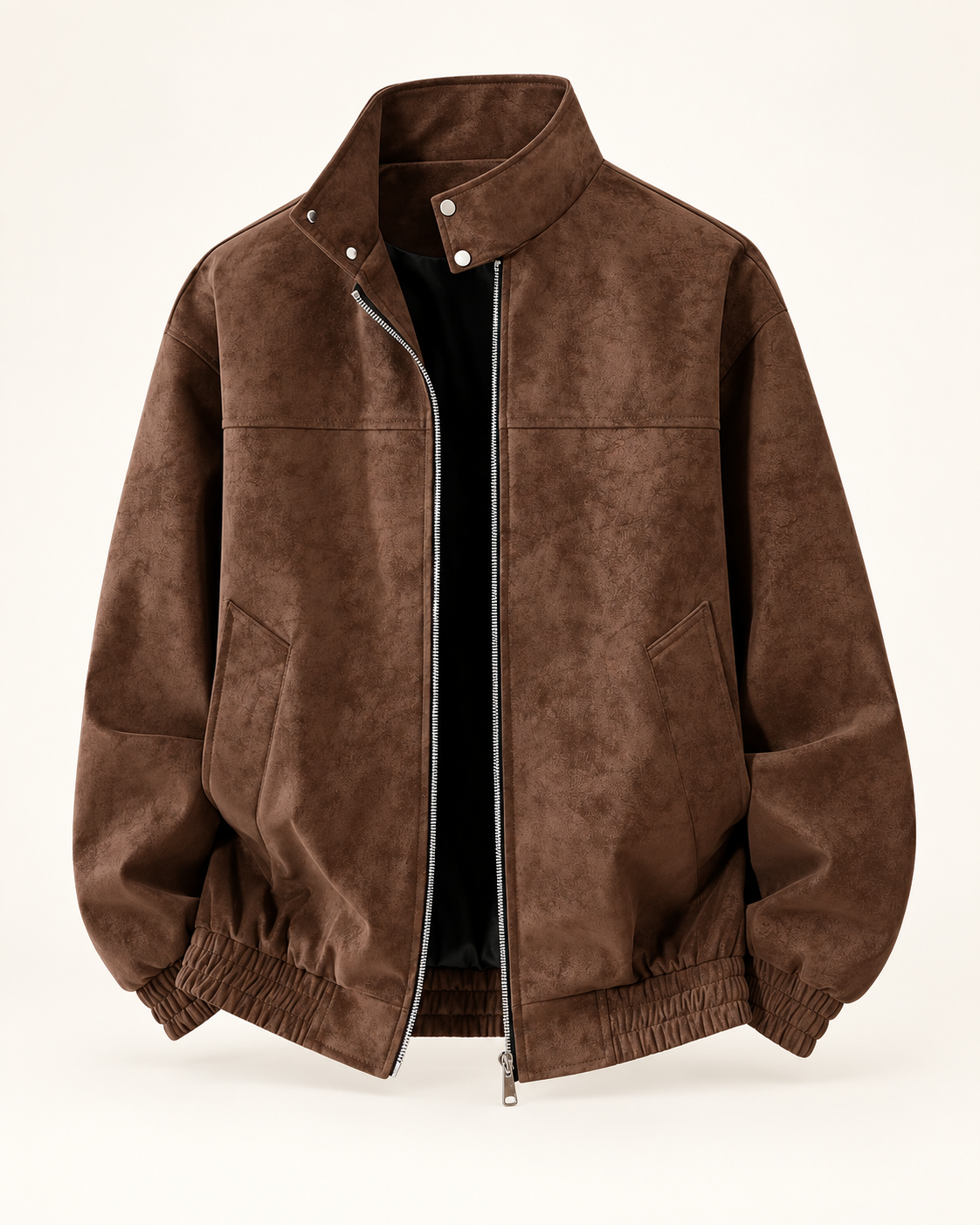 Suede-look stand-collar jacket — studio photograph