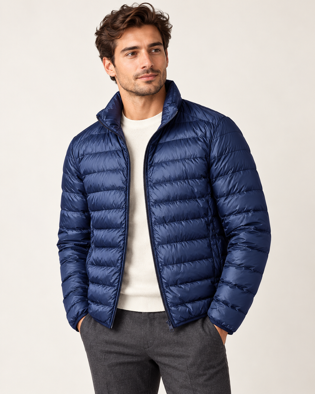 Lightweight quilted puffer — model photograph