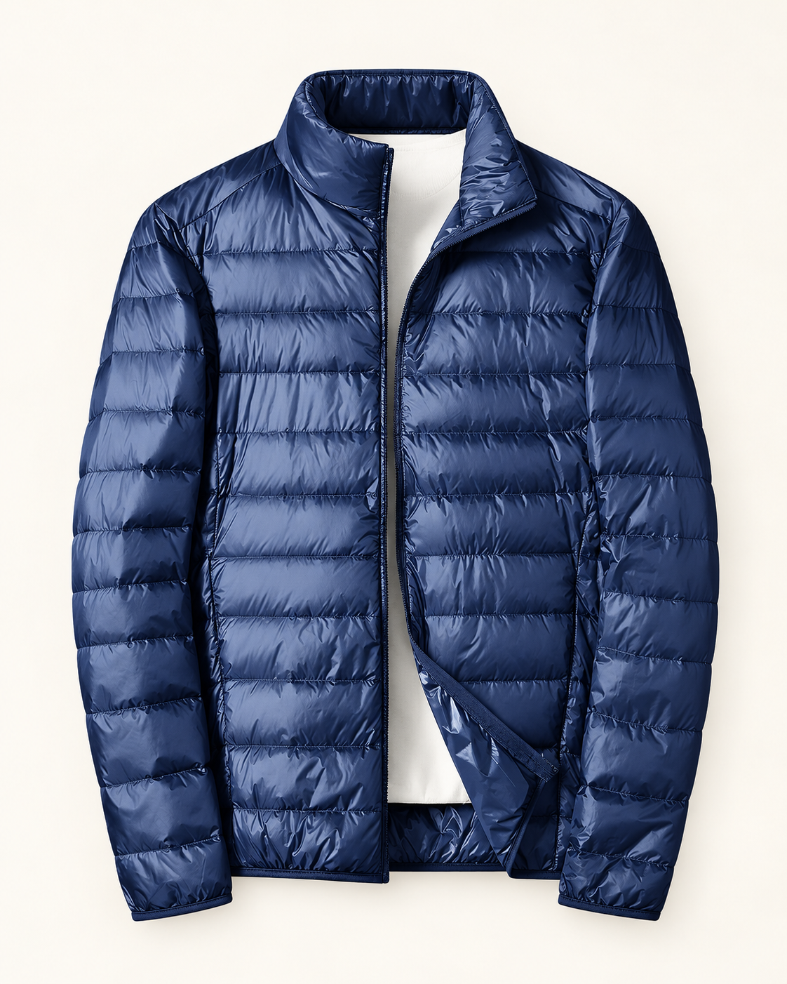 Lightweight quilted puffer — studio photograph
