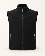 Stand-collar fleece gilet — front view