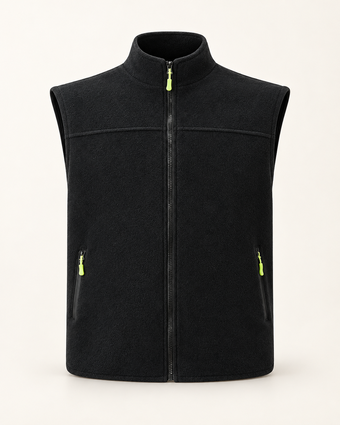 Stand-collar fleece gilet — front view