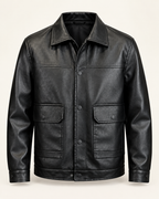 Faux-leather utility jacket — front view