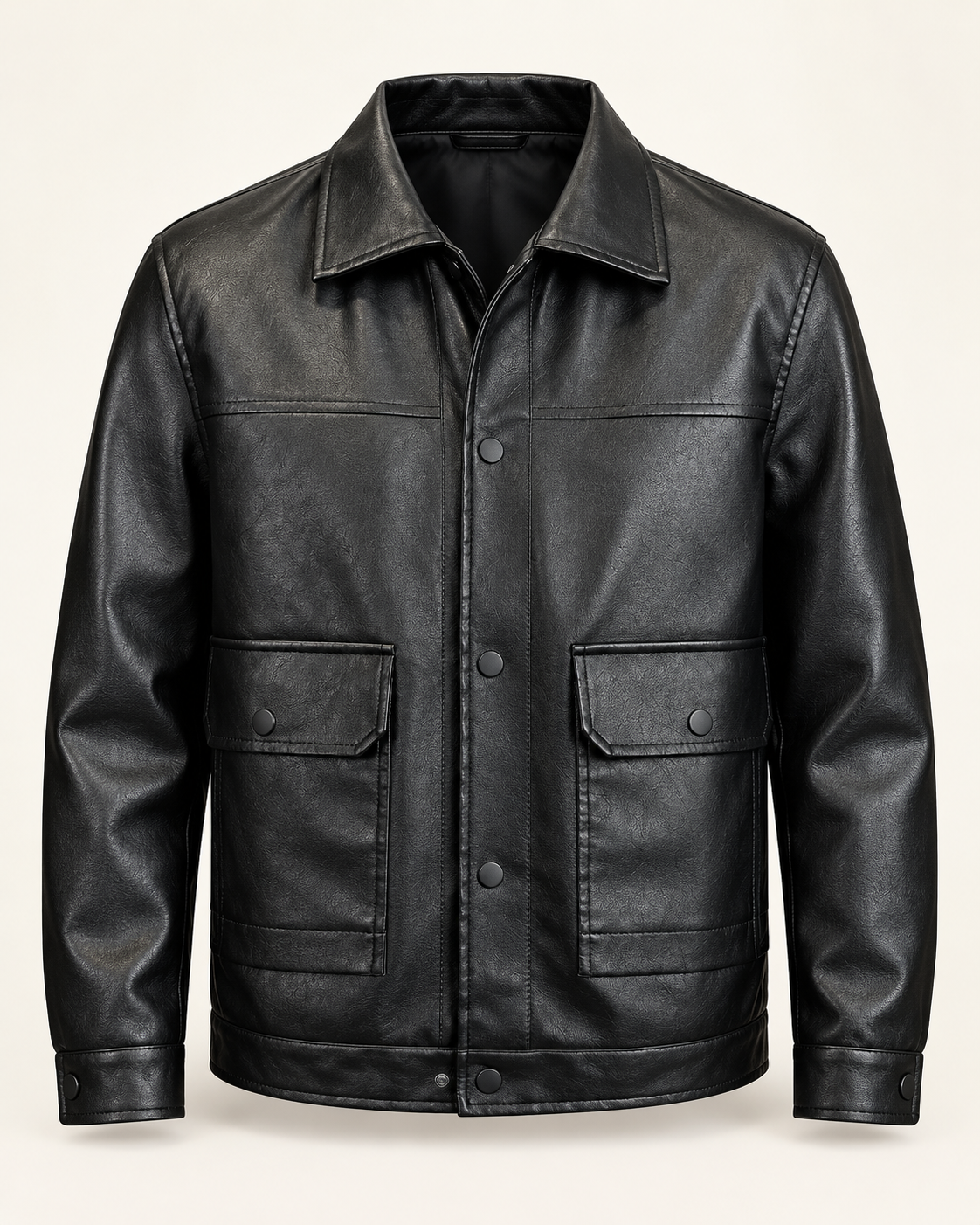 Faux-leather utility jacket — front view