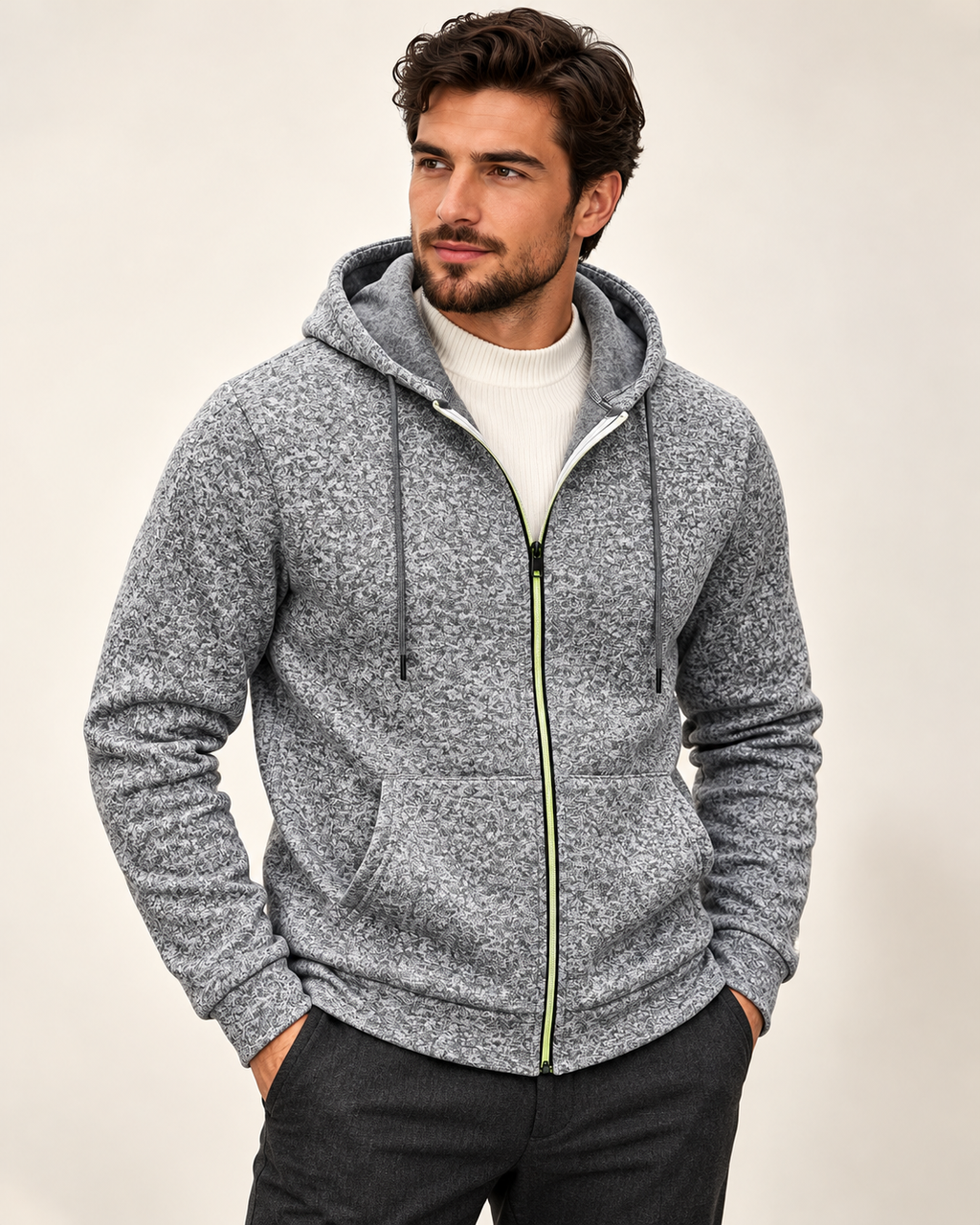 Marl fleece-lined hoodie — model view