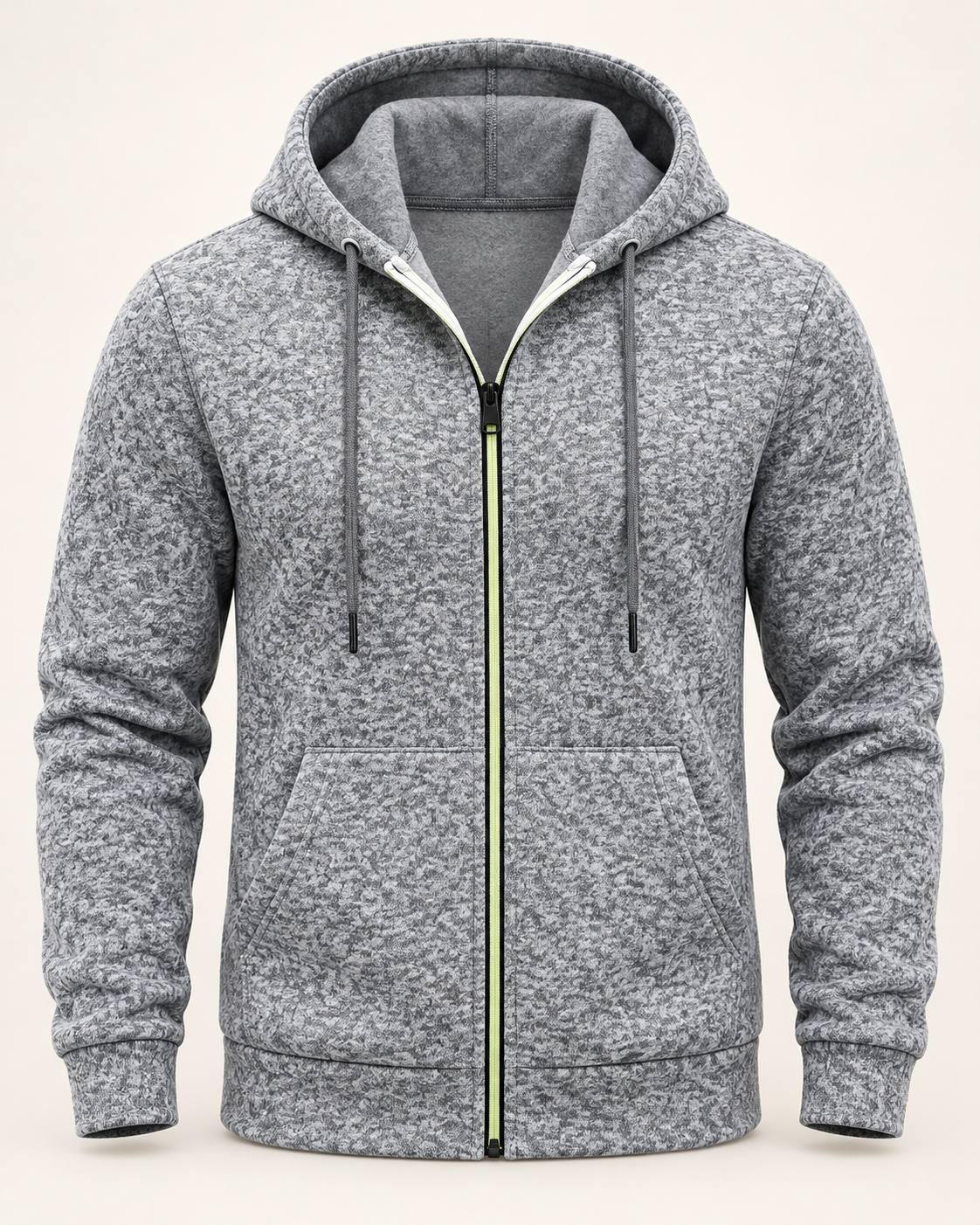 Marl fleece-lined hoodie — front view