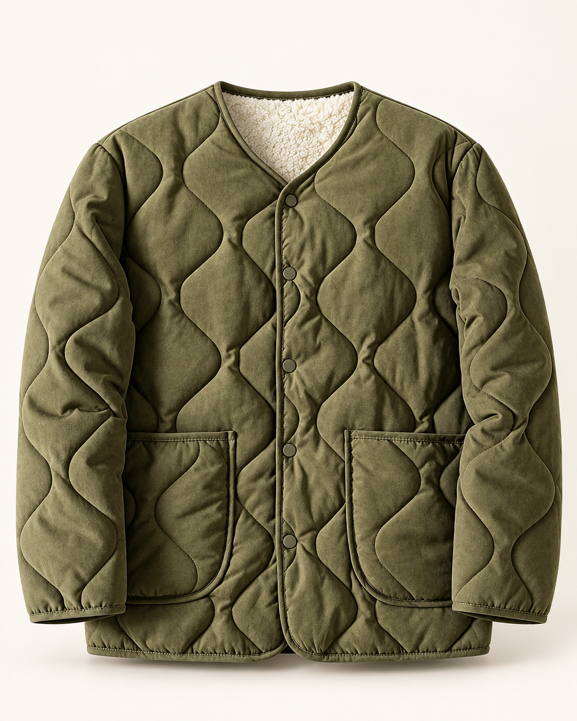 Wave-quilted liner jacket — front view