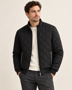 Fleece-lined diamond bomber — model view