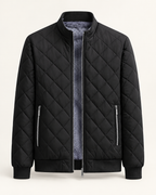 Fleece-lined diamond bomber — front view