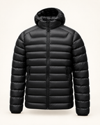 Quilted hooded puffer — front view