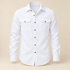 Linen Blend Utility Shirt — studio view