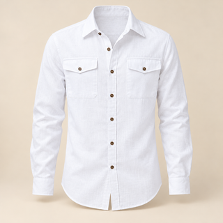 Linen Blend Utility Shirt — studio view