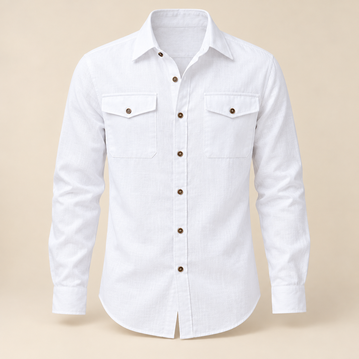Linen Blend Utility Shirt — studio view
