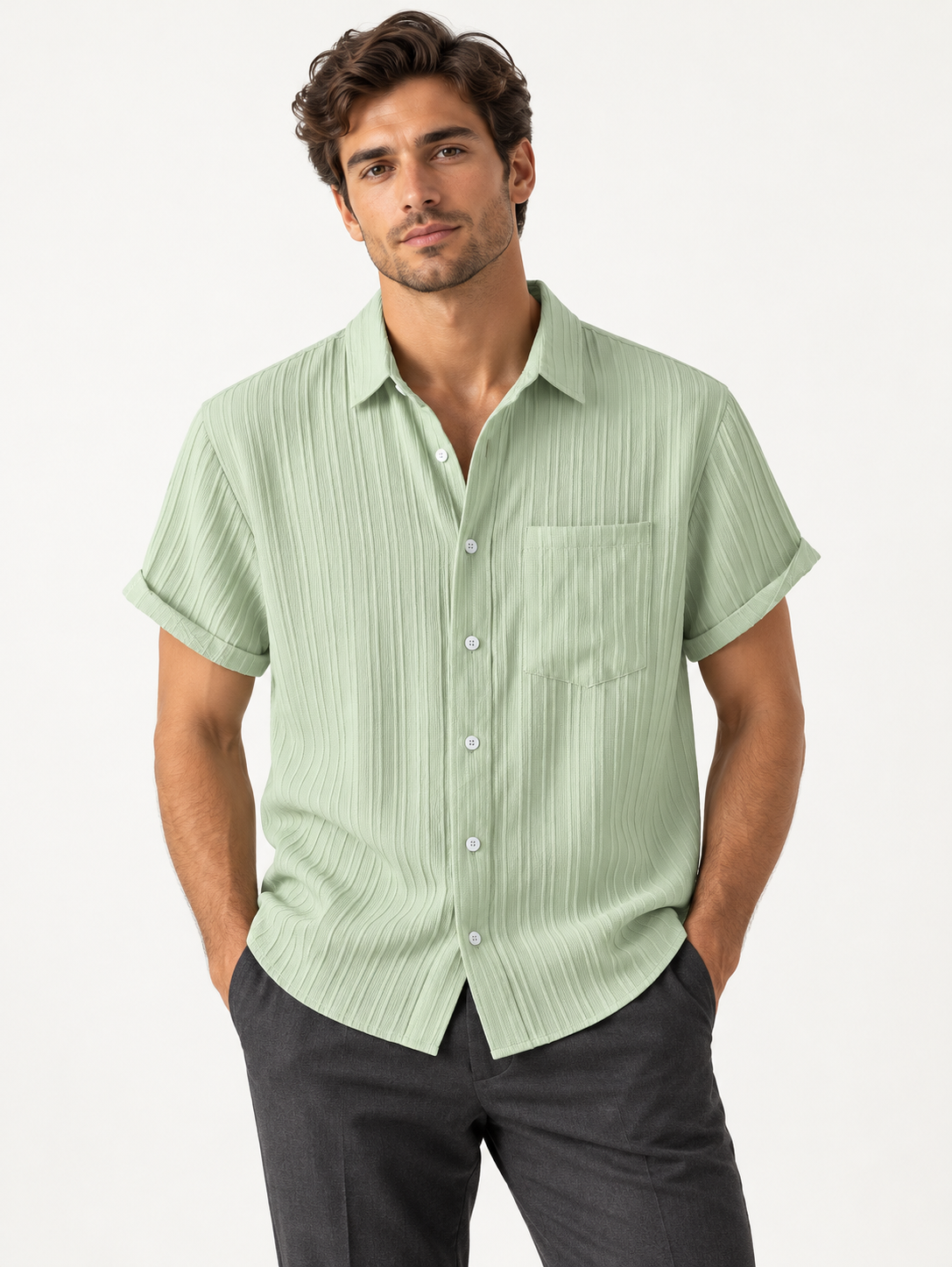 Textured Short Sleeve Shirt — model view