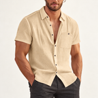 Linen Blend Short Sleeve Shirt — model view