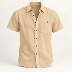 Linen Blend Short Sleeve Shirt — studio view
