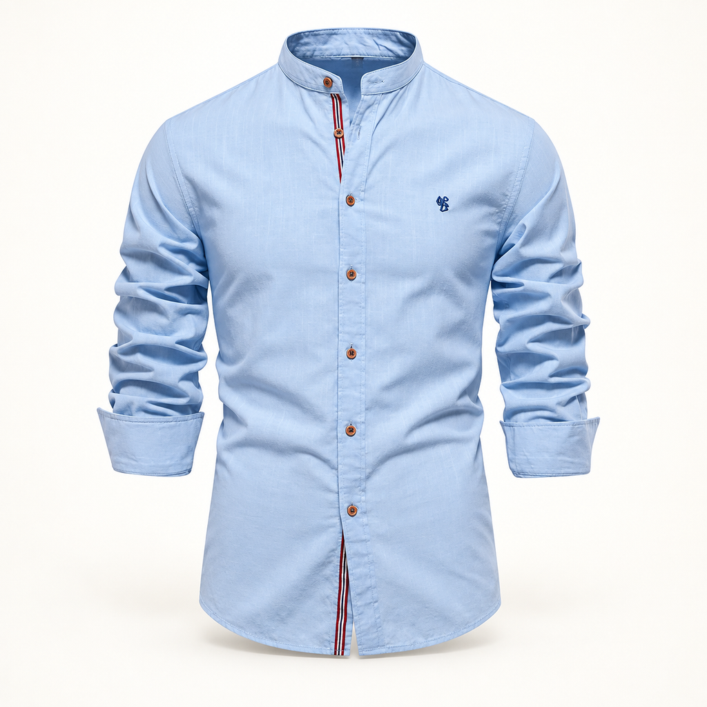 Cotton Grandad Collar Shirt — studio view