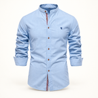 Cotton Grandad Collar Shirt — studio view