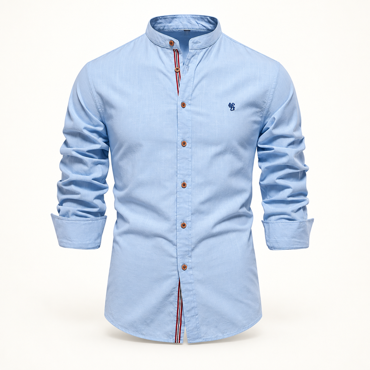Cotton Grandad Collar Shirt — studio view