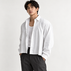 Relaxed Pinstripe Shirt — model view