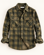 Checked corduroy shirt — studio product photograph