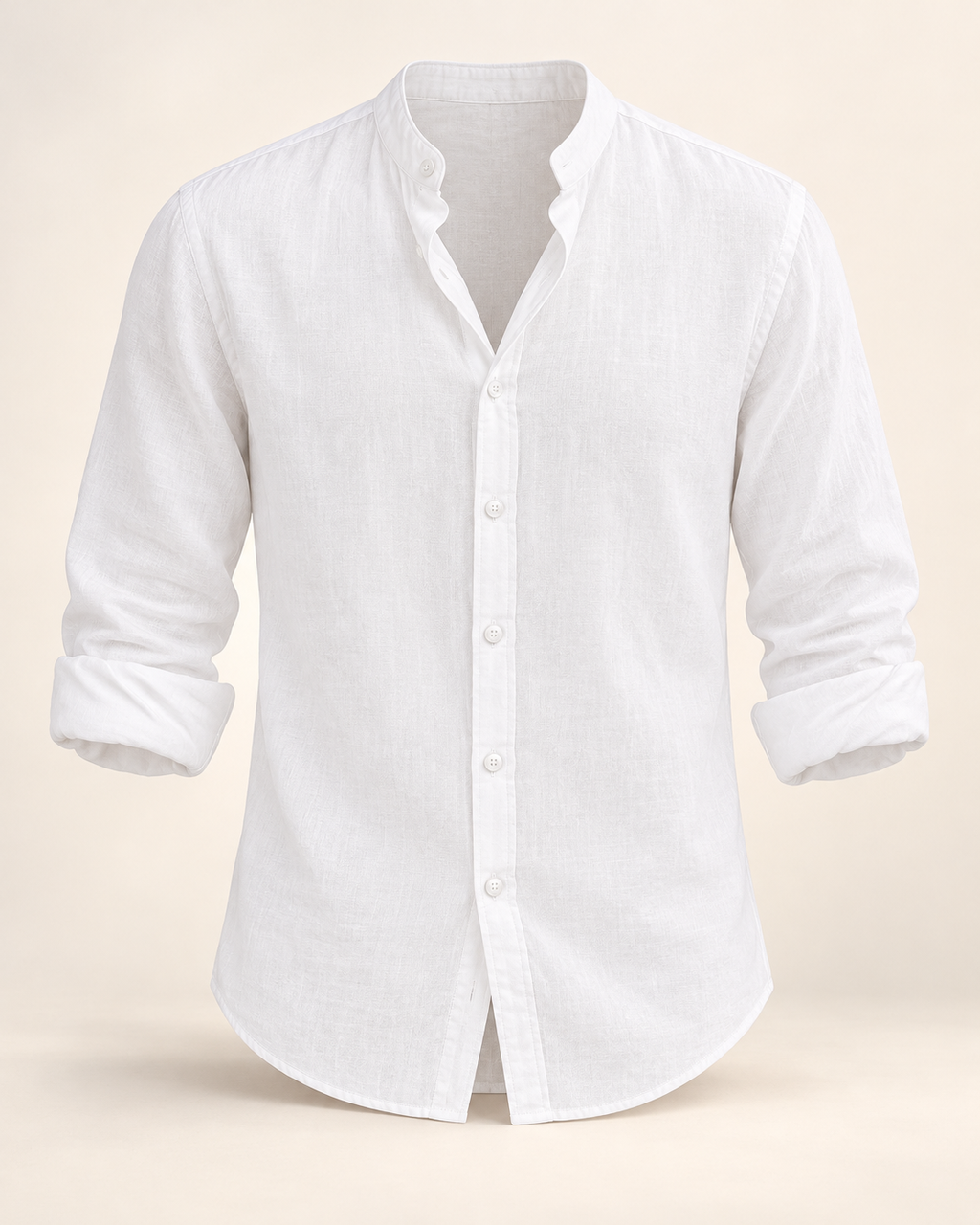 Cotton-linen grandad shirt — studio product photograph
