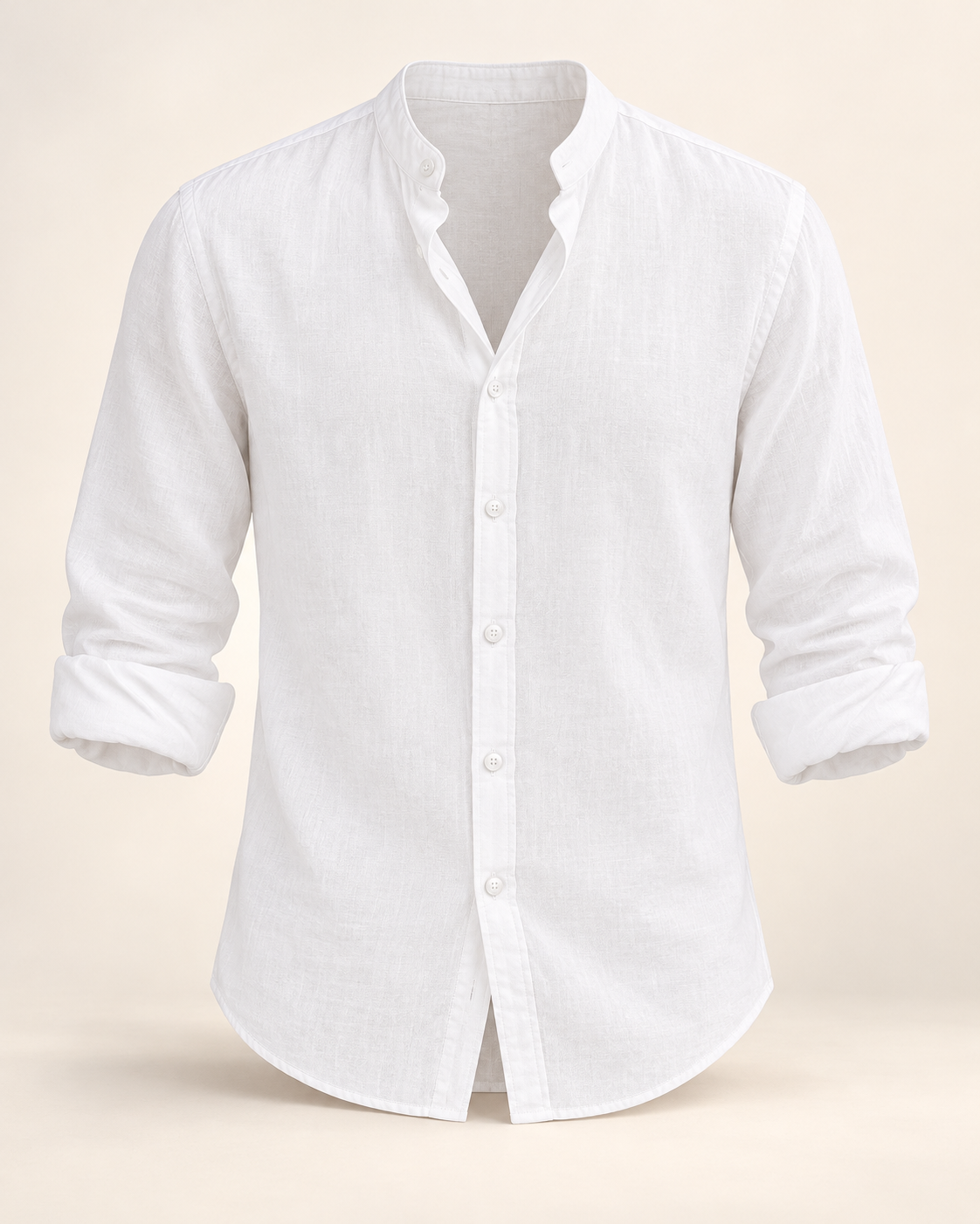 Cotton-linen grandad shirt — studio product photograph