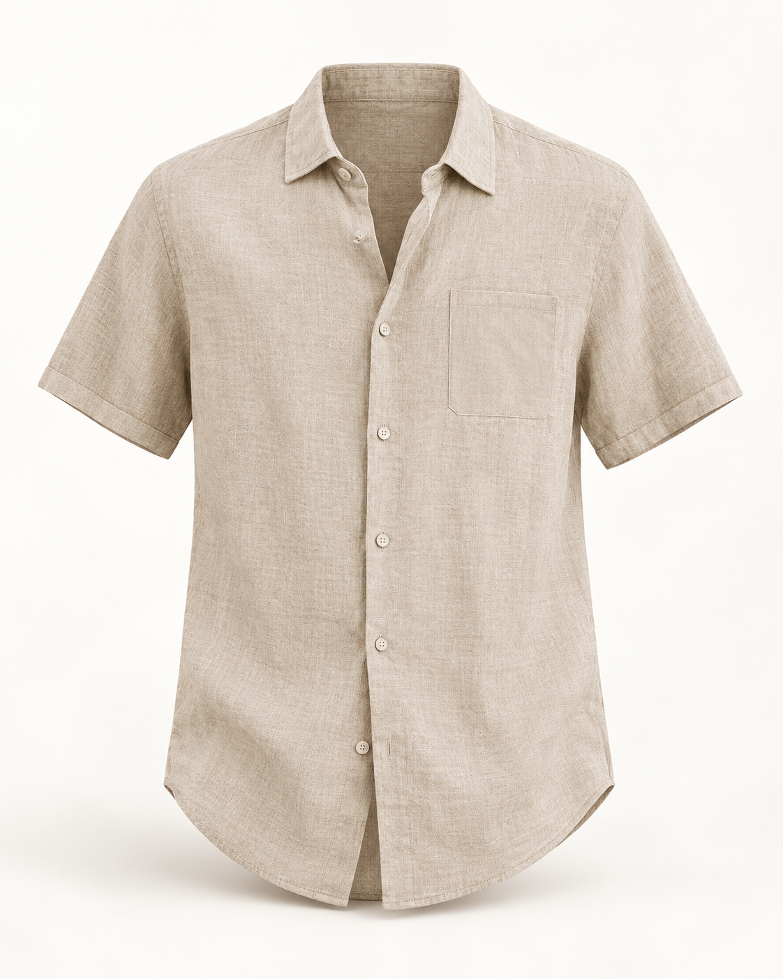 Relaxed short-sleeve linen shirt — studio product photograph