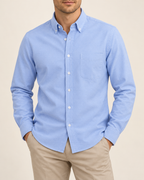 Single-pocket Oxford shirt — worn by a model