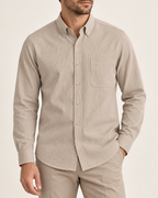 Fine-stripe cotton shirt — worn by a model