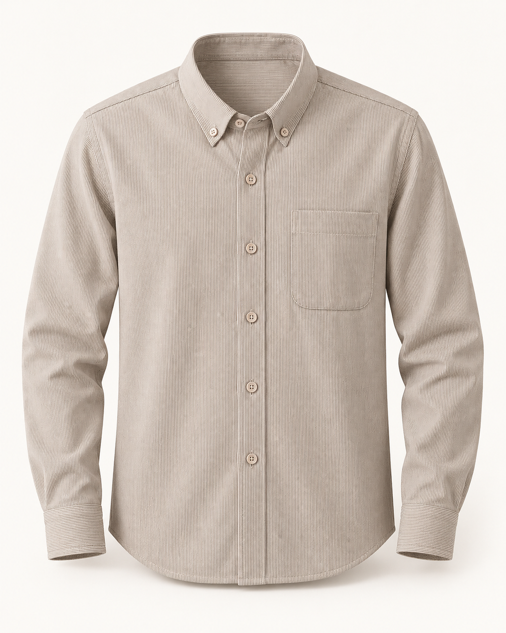 Fine-stripe cotton shirt — studio product photograph