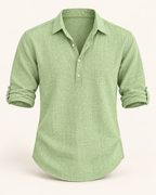 Linen-blend popover shirt — studio product photograph