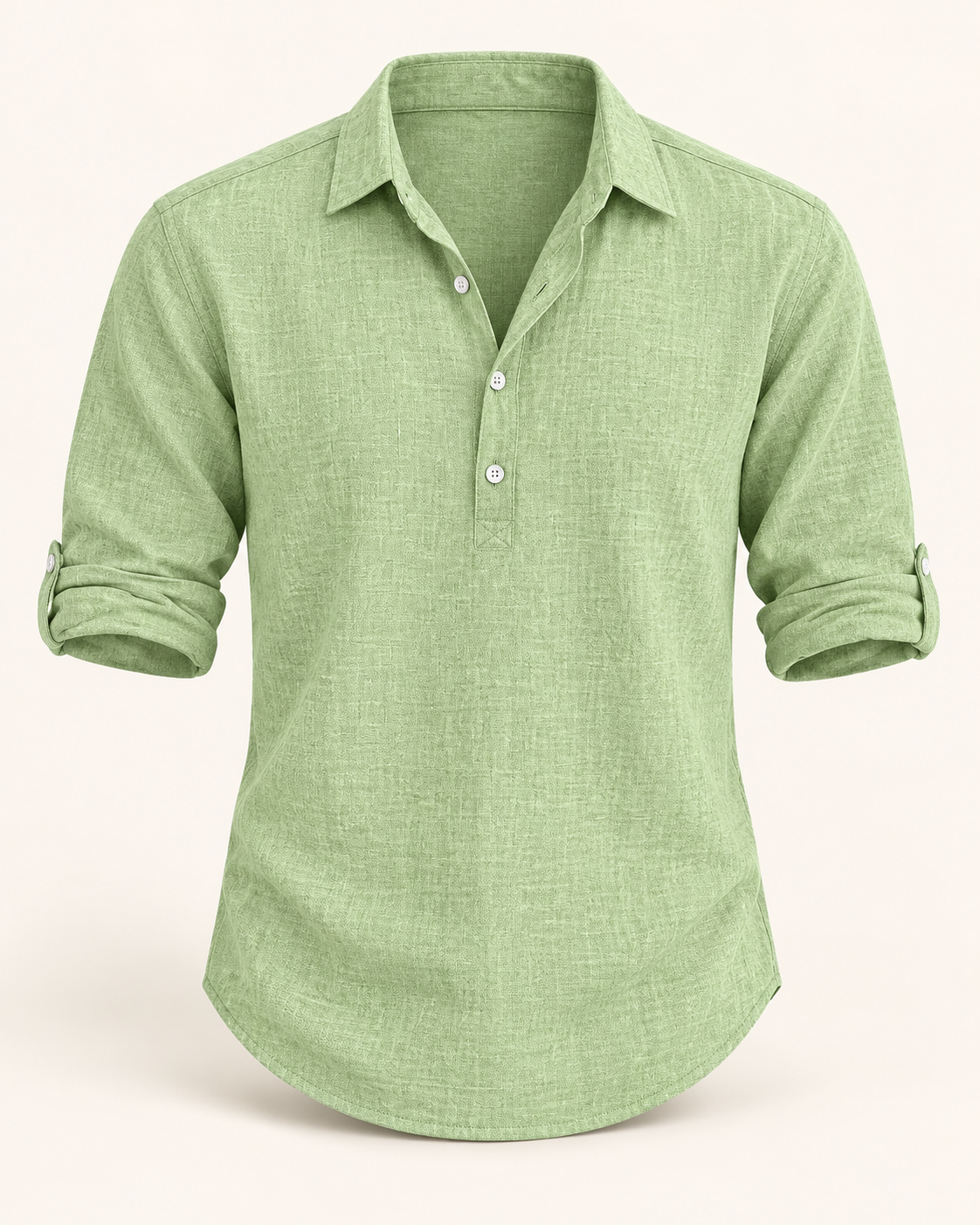 Linen-blend popover shirt — studio product photograph
