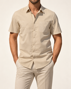 VALE & ROW Linen blend summer shirt — model view