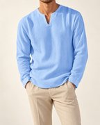 VALE & ROW Linen blend V-neck shirt — model view