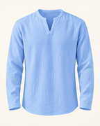VALE & ROW Linen blend V-neck shirt — studio product view