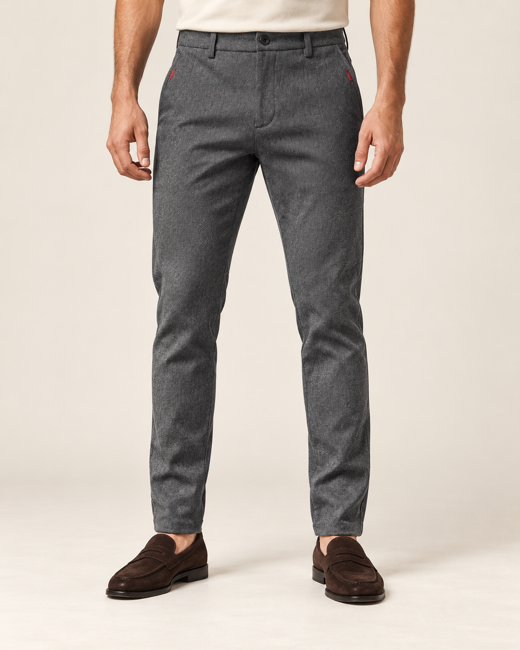 VALE & ROW Textured stretch trousers — model view