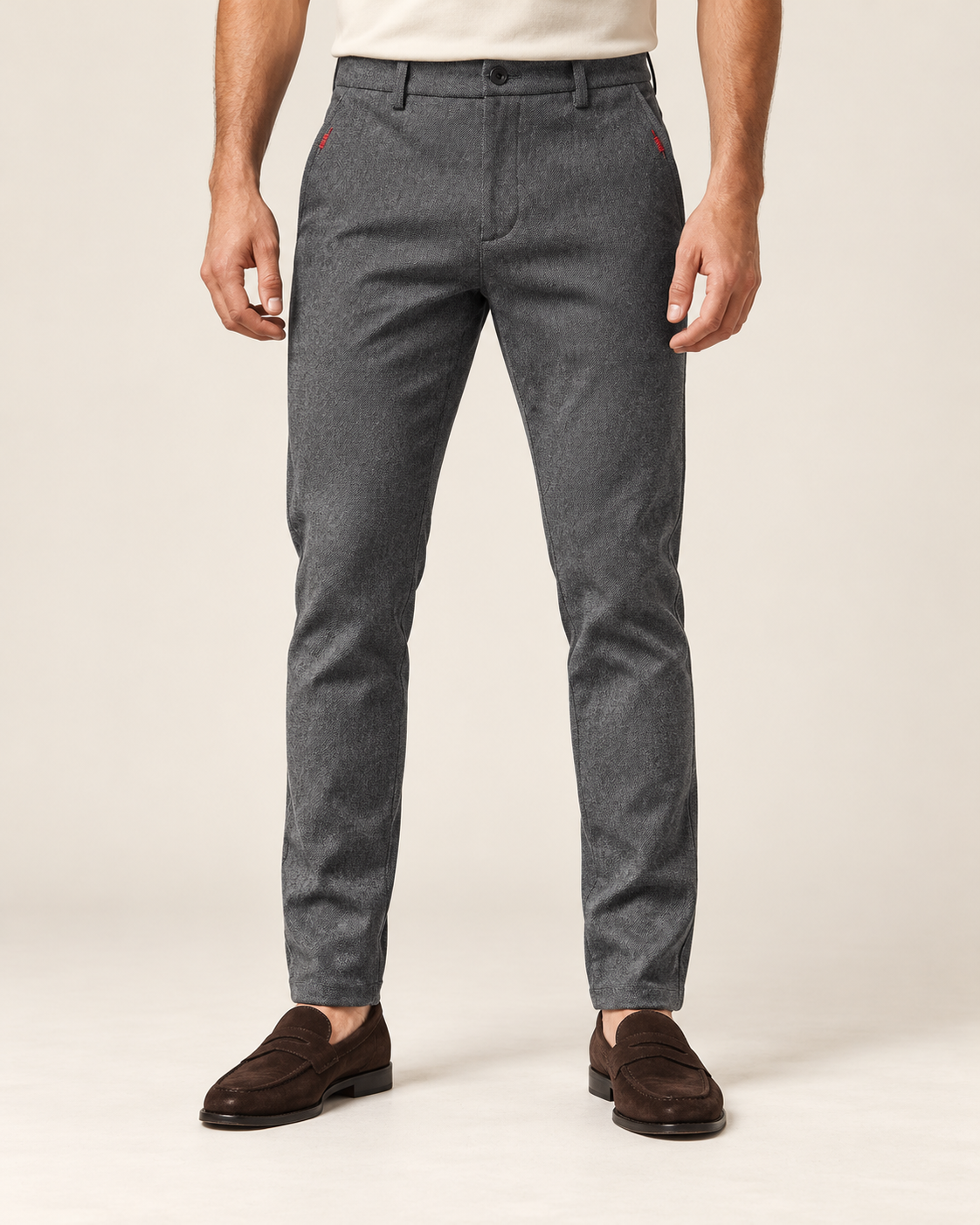 VALE & ROW Textured stretch trousers — model view