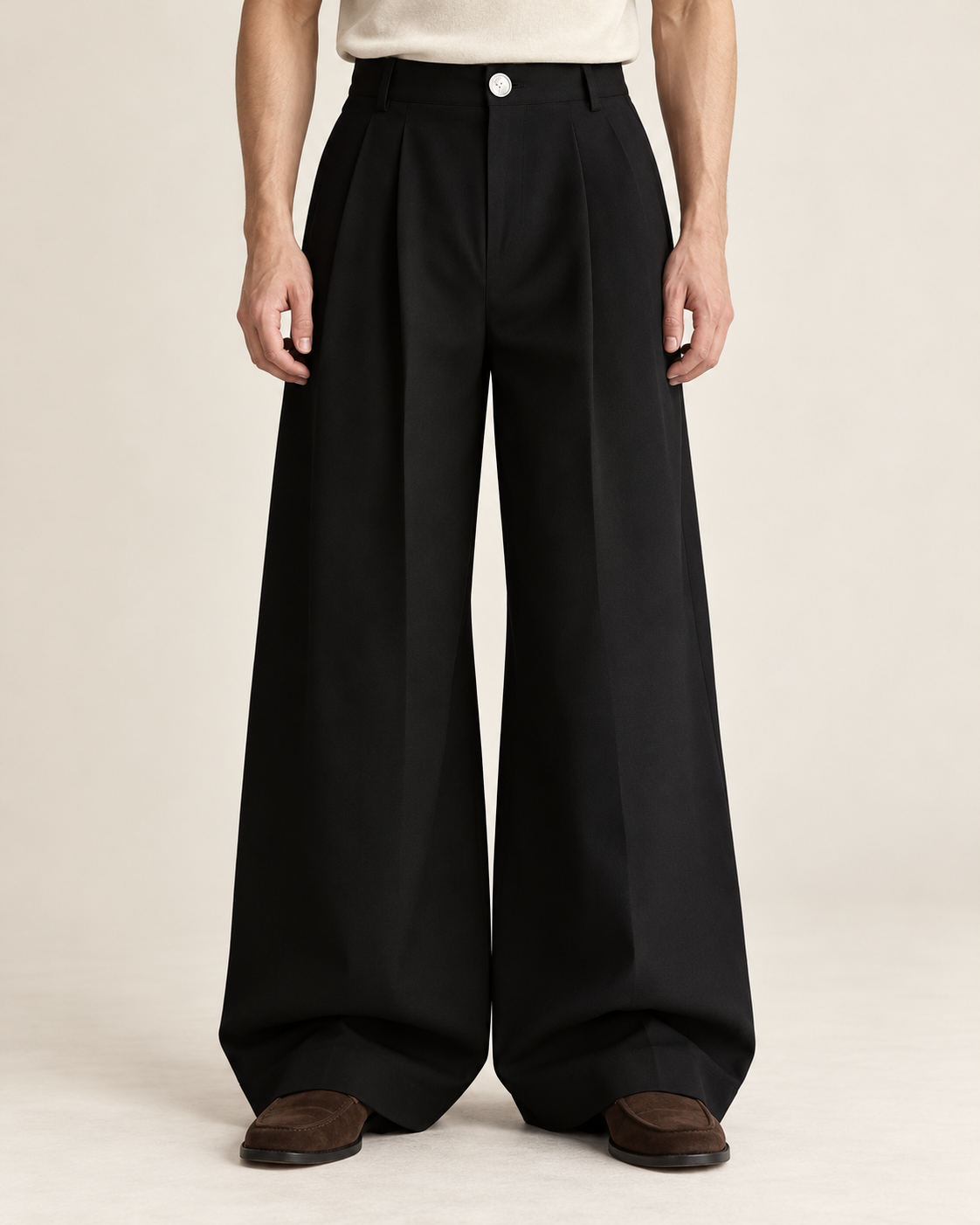 VALE & ROW Wide-leg pleated trousers — model view