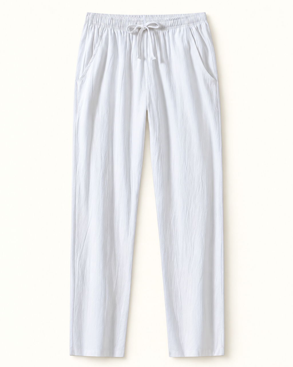 Relaxed drawstring trousers — studio view