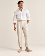 Cropped pleated trousers — model view